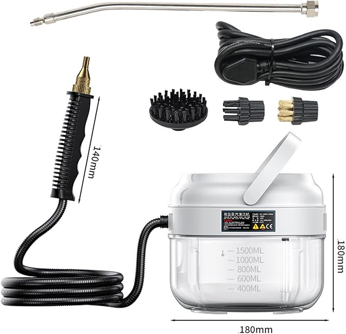 3500W High Pressure Steam Cleaner Handheld Steam Cleaner for Home Kitchen Hood Car Cleaning Touch Screen + 6 Adjustable Steam Levels 1500ml Water TankGreen