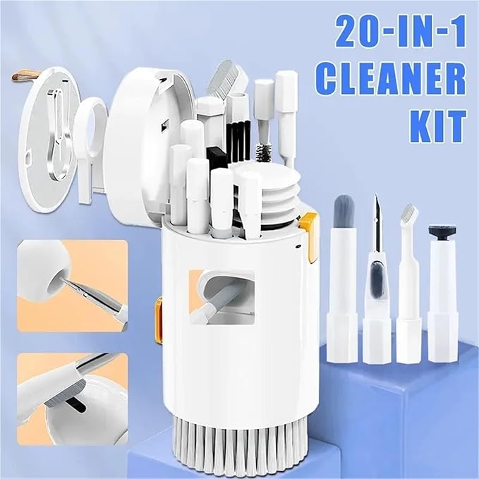 20-in-1 Cleaner Kit Keyboard Pen Screen Cleaning Tools Computer Earphones Brush Puller Multifunctional Brush Dust Remove Kit(20 in 1 Black)