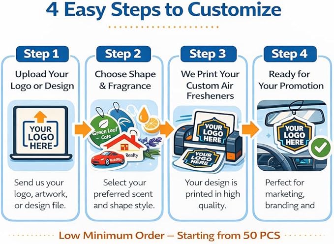 300 PCS Custom Logo Air Freshener Bulk Personalized Car Air Fresheners for Business Branding Real Estate Agents Dealerships and Events