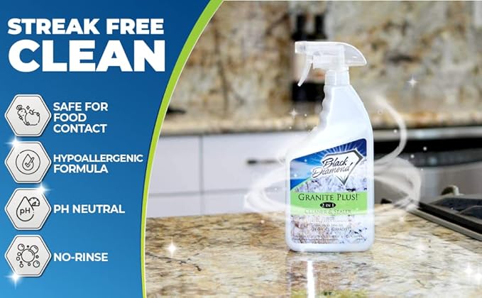 Black Diamond Stoneworks GRANITE PLUS! 2 in 1 Cleaner &amp Sealer for Granite Marble (1-G1-QT) Granite Sealer: Seals and Protects Granite Marble. 1-QT