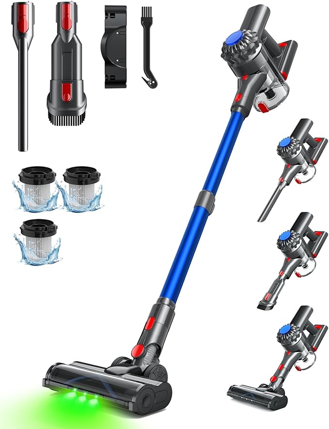 Cordless Vacuum + Adapter 45Mins Powerful Vacuum Cleaners for Home Lightweight Stick Vacuum Cordless