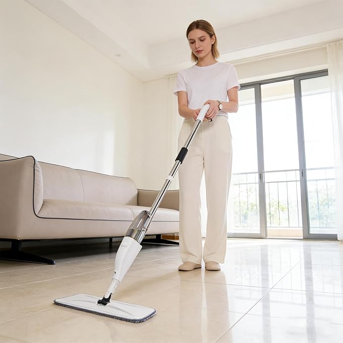 Mop with Spray – Cleaning Supplies with Refillable Bottle – Mops with Sprayer for Floor Cleaning | for Home Bedroom Living Room Apartment Office Wood Laminate Marble Floor