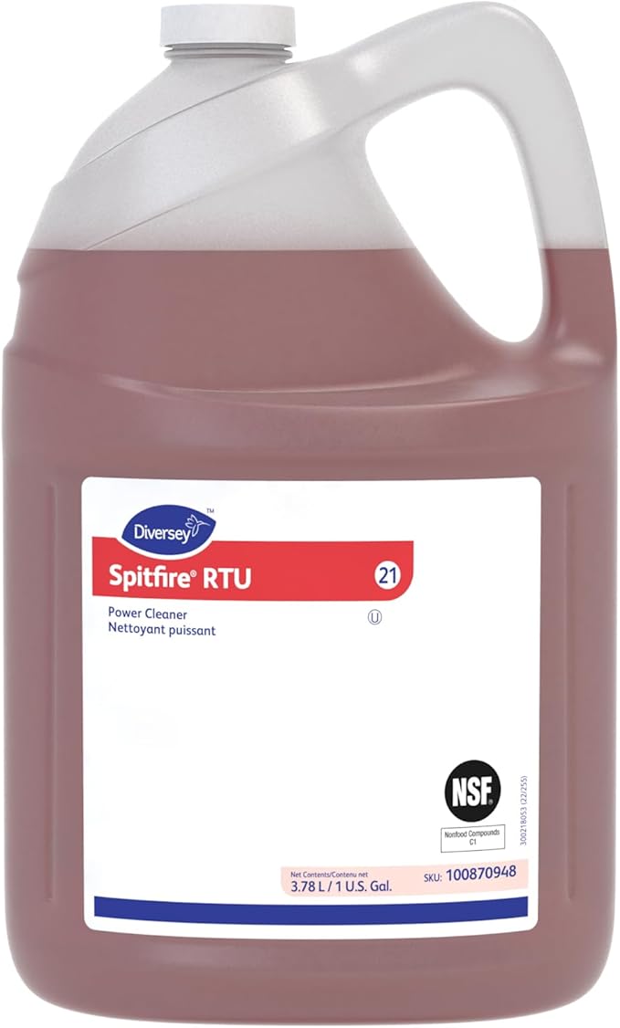 Spitfire Diversey SC 100870948 RTU Liquid Power All-Purpose Cleaner Heavy Duty Degreaser for Shops &amp Kitchens Pine Scent Ready-to-Use Refill 1-Gallon (Pack of 4)