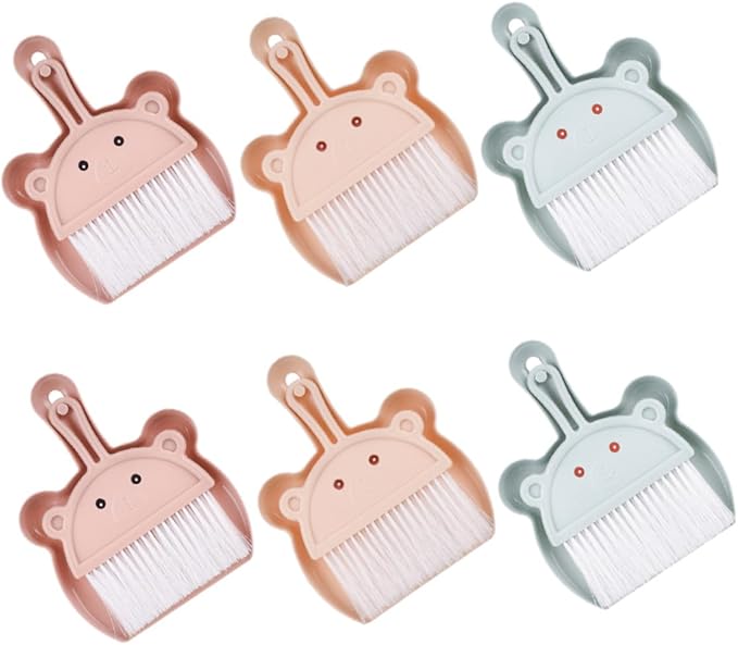 Small Broom and Dustpan Set 6pcs Mini Desktop Cleaning Brush Combo Portable Handheld Dustpan and Brush for Keyboard Bookshelf Office and Home Use