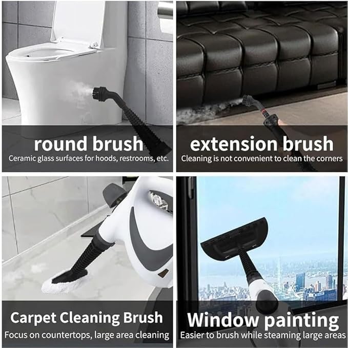 Pressure Handheld Steam Cleaner by 9-in-1 Steam Cleaning Machine for Home Car Tile Grout Upholstery and Multi-Surface.