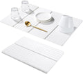 Large Stone Dish Drying Mat for Kitchen Counter Quick Dry Stone Dishes Mats 23.6(L)×15.4(W) Water Absorbing Diatomaceous Earth Drying Pad for Countertop Bottles Utensils Cups White