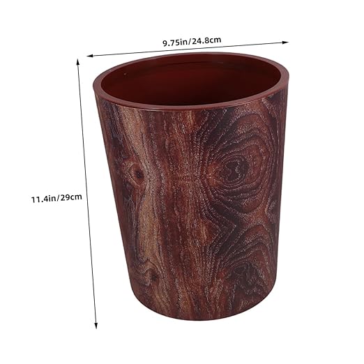 BESPORTBLE Rustic Trash Can Large Capacity Plastic Wood Grain Wastebasket for Bathroom Kitchen Office Home Use