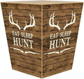Marye-Kelley-Eat Sleep Hunt Wastepaper Basket Decoupage Wood Decorative Wastebasket for Kitchen Bathroom Bedroom Living Room Handmade Made in The USA