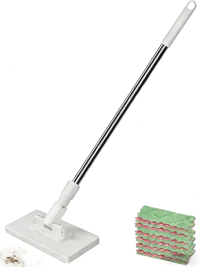 Reusable Microfiber Mop with 10Washable Pads 39-Inch Adjustable Floor Cleaner with Secure Head for Multi-Surface Wet and Dry Use