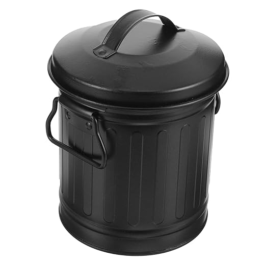 TEHAUX Decorative Iron Desk Waste Basket Mini Trash Bin Pencil Holder Office Garbage c
