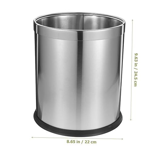 Office Bin Stainless Steel Trash Can Wastebasket Modern Table Trash Basket