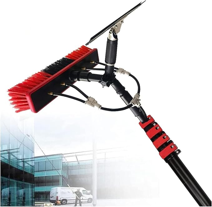 Telescopic Glass Cleaning BrushWindow Cleaning Pole 3.6-10.8M Water Fed Telescopic Brush Water/Hose Fed Pole Cleaning Photovoltaic and Solar Panels (9M)