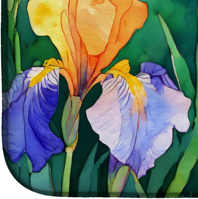 Caroline's Treasures DAC1706DDM Tennessee Iris in Watercolor Dish Drying Mat Absorbent Dish Drying Mat Pad for Kitchen Counter Dish Drainer Mat for Countertop 14 x 21 Multicolor
