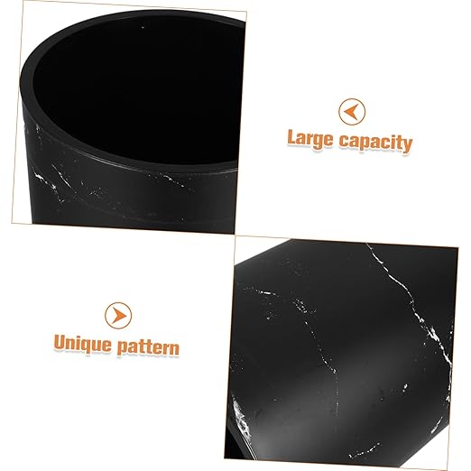 Cabilock Plastic Waste Basket Marble Pattern Large Capacity Kitchen Trash Can Office Bathroom Wastebasket Press Ring