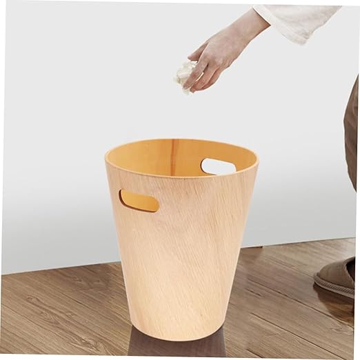 NUOBESTY Wooden Tiny Trash Can Round Large Capacity Storage Removable Easy Clean Wastebasket for Bedroom Bathroom Office Vanity Table