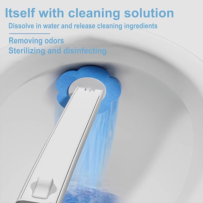 2 Pack Disposable Toilet Brush and Holder SetExtended Handle with 48 Cleaner Refills Toilet Brush for Toilet Bowl CleanersBathroom Cleaning Bathtub - Blue (Ocean Fresh Scent)