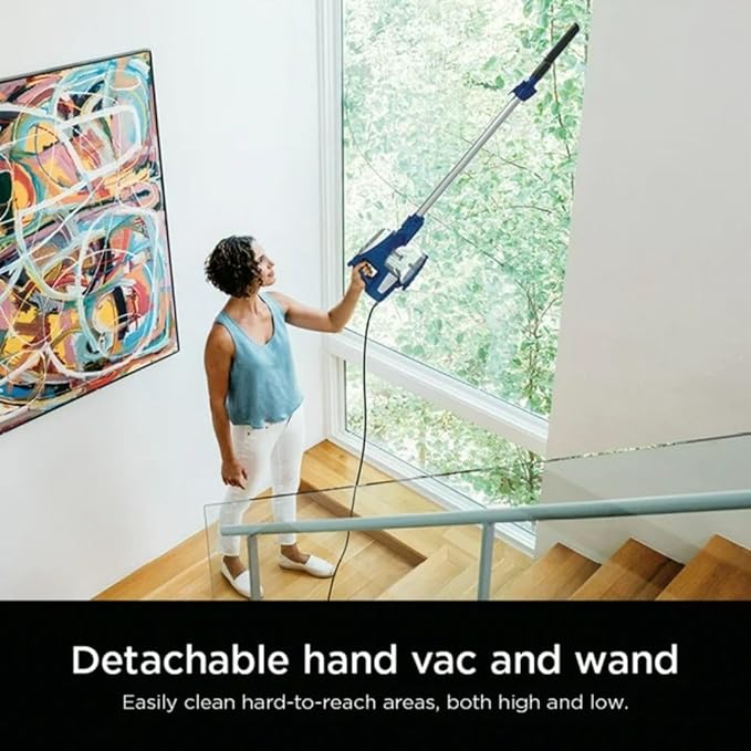 SharkLightweight Corded Stick Vacuum Cleaner with Powerful Suction Swivel Steering and Wall Mount Storage. (Blue)