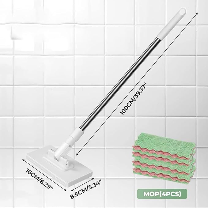 Fregona Antipolvo Desechable Con 10 Paños Reutilizables 39inch Desechable Flat Mop with Disposable Pads Long Handle Wet and Dry Mopping Sweeper Stick Dust with Handle Multi Surface Floor