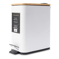 CORE HOME Sleek Rectangular Step Waste Bin Trash Garbage Can with Wooden Lid 5 Liter Iron White