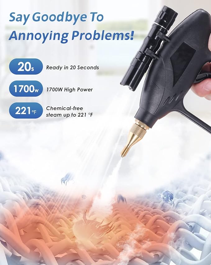 High Pressure Steam Cleaner - 1700W Handheld Steamer for Cleaning Grout Tile Hand Held Portable Steam Pressure Washer for Car Auto 110V