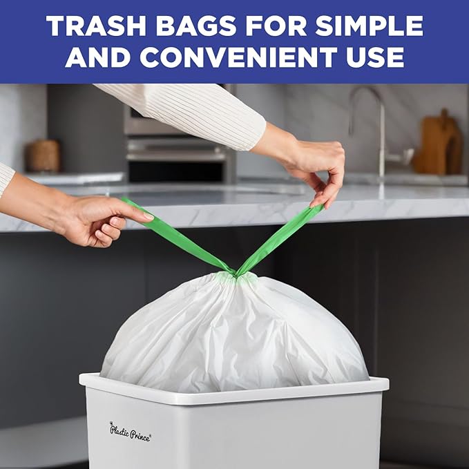 30 Gallon Trash Bags Drawstring White Garbage Bags 30 gallon 30 x 33 Trash Can Liners 1 Mil Pack of 150