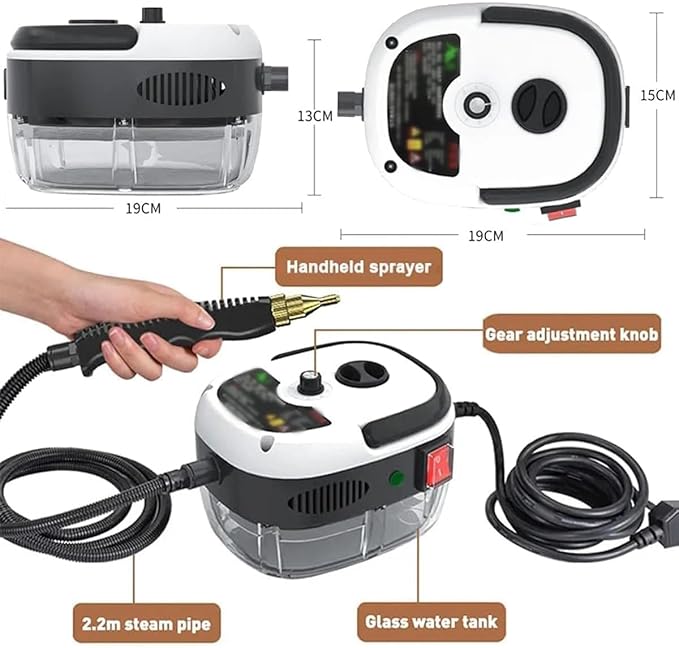 Car Steam Cleaner 2500w High-Temp Portable Machine Shaker Plus Steam Cleaner 2500w Handheld High-Temperature Pressurized SteamCleaner With Gloves for Home Auto Detailing (Red)