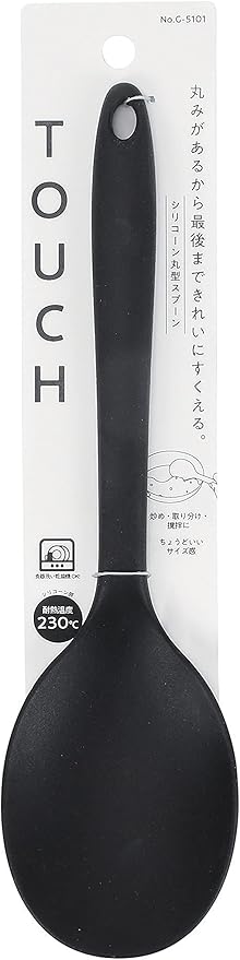 Pearl Metal Touch G-5101 Round Spoon Silicone Black Dishwasher Safe
