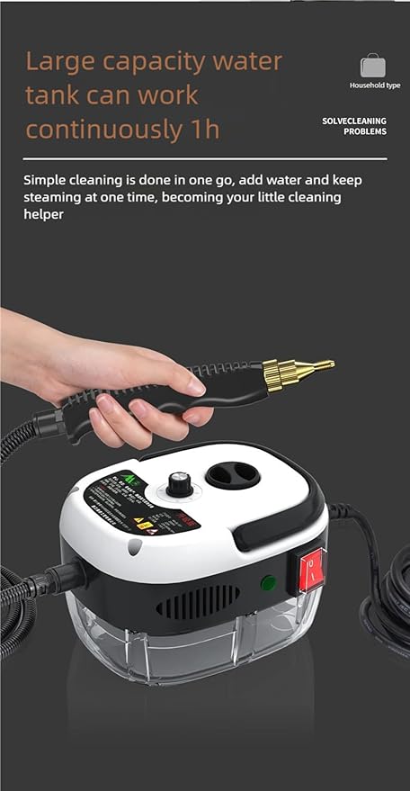 2500W Steam Cleaner Handheld Cleaning Steamer High Pressure Temperature Portable Steam Cleaning Machine for Upholstery Kitchen Furniture Bathroom Car (white)