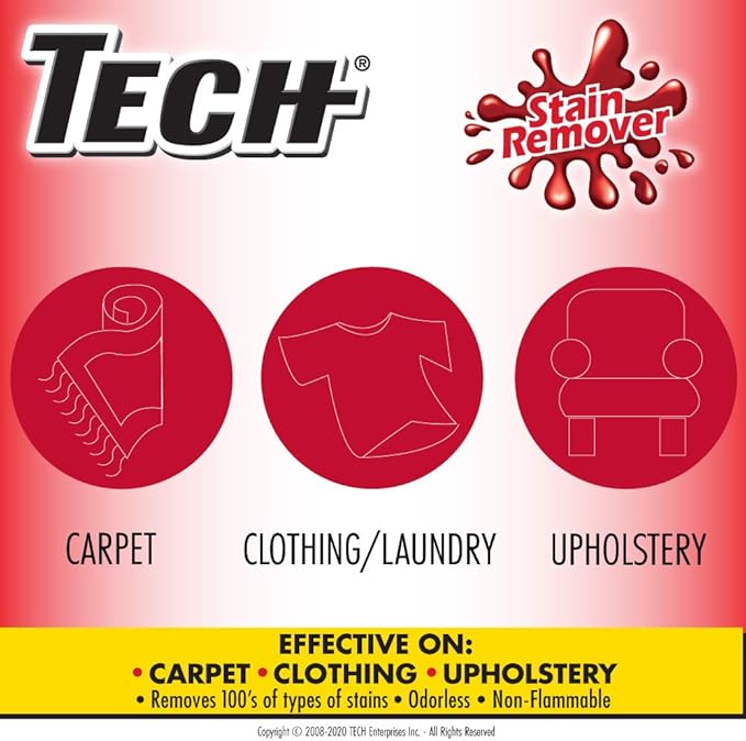 TECH Stain Remover 24 oz Spray Bottle 6 Pack For Carpet Clothes Upholstery and Other Fabrics