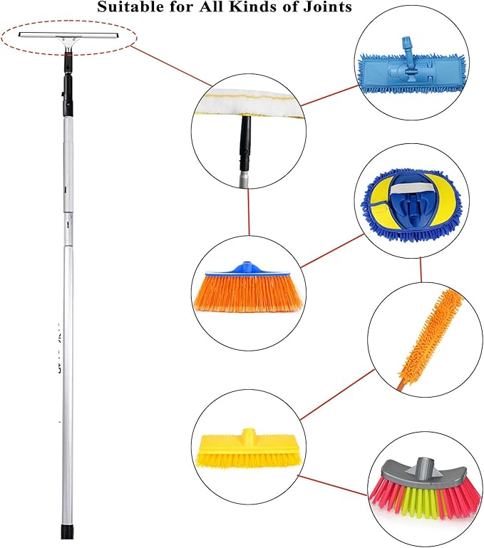 Window Cleaner Tool for High Windows 33 26 20 14 Feet 8 5 Ft Professional Extendable Cleaning Tool Kit/Telescopic Poles Bars for Indoor Outdoor Washing Glasses with Squ2.4m/94.5in/7.9ft
