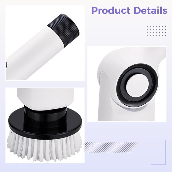 7-in-1 Electric Spin Scrubber Cordless Bathroom Cleaner 450 RPM with Extension Handle