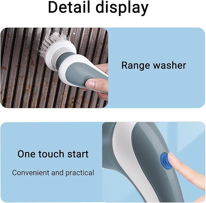 Electric Spin Scrubber Electric Spin Cleaning Tools with 3 Brush Heads - Rechargeable Electric Cleaning Brush - Spin Cleaning Brush Suitable for Bathroom Wall Tiles Floor Bathtub Kitchen