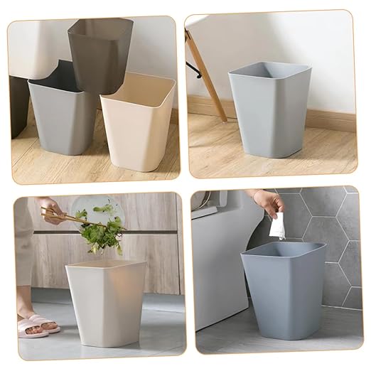 2pcs Large Capacity Trash Can Plastic Wastebasket for Office Home Hotel for Kitchen Bathroom Living Room Grey