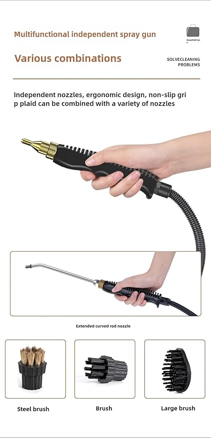 2500W Steam Cleaner Handheld Cleaning Steamer High Pressure Temperature Portable Steam Cleaning Machine for Upholstery Kitchen Furniture Bathroom Car (white)