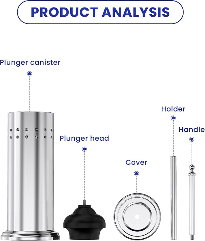 DOWRY Anti-Hand Off Toilet Plunger with Holder for BathroomPowerful Efficient Force Suction CupHeavy Duty Deep Cleaning Chrome