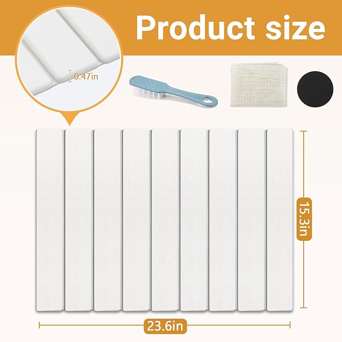 Large Stone Drying Mat Diatomite Dish Drying Mat Dish Mat Drying Kitchen Mat - Storable &amp Anti-Slip for Kitchen Square White 24x16