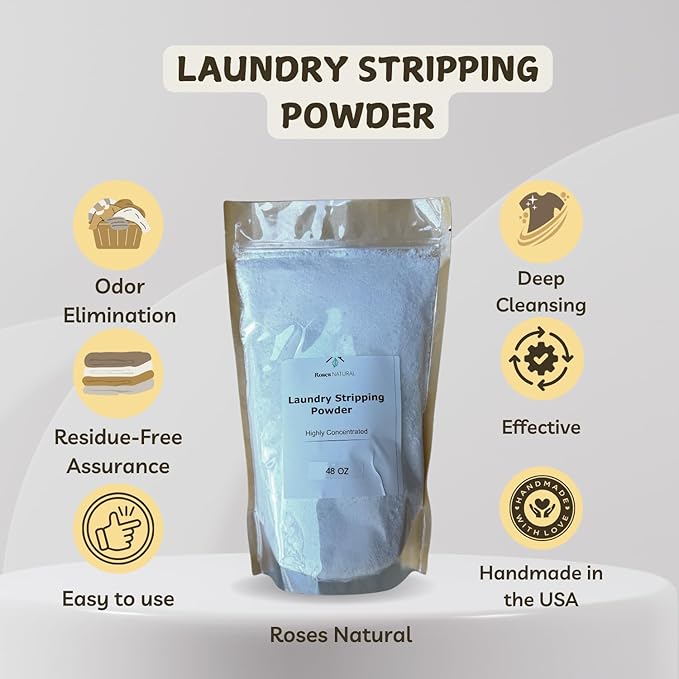 Laundry Stripping Powder Deep Cleansing Odor Elimination Residue-Free 100% Plant-Based (48 oz)