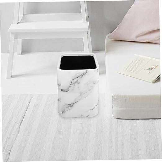 Amosfun Double Layer Marble Wastebasket for Home Kitchen and Office Modern Trash Can No Lid Stylish Trash Bin for Bathroom and Bedroom Decor