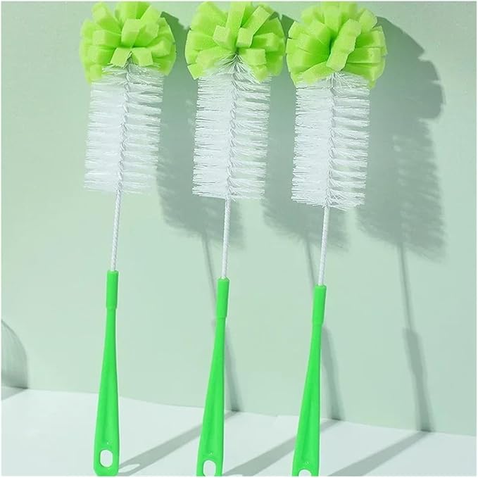 Long Handle Cup Brush Bottle Tea Scrubber 360 Cleaning Sponge Rotating(Blue)