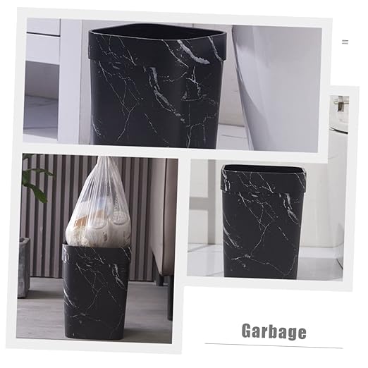 TOYANDONA Square Marble Trash Can Lidless Wastebasket for Kitchen Bathroom and Office Garbage Container Opening Stylish Home and Office Decor