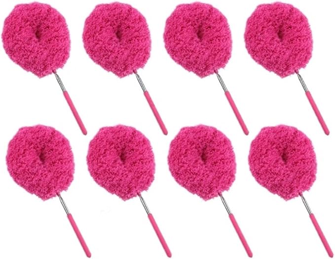 Reusable Microfibre Ceiling Fan Duster Dusting Dust Blade Cleaning Adjustable Length Household Tool(Rose Pink-8PCS)