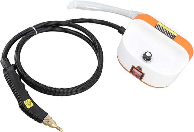 Handheld Steam Cleaner for Car Floor Kitchen Bathroom Portable &amp Lightweight High Temperature Pressure Steam Machine with Brush Heads (110V US Plug)(Orange Red)