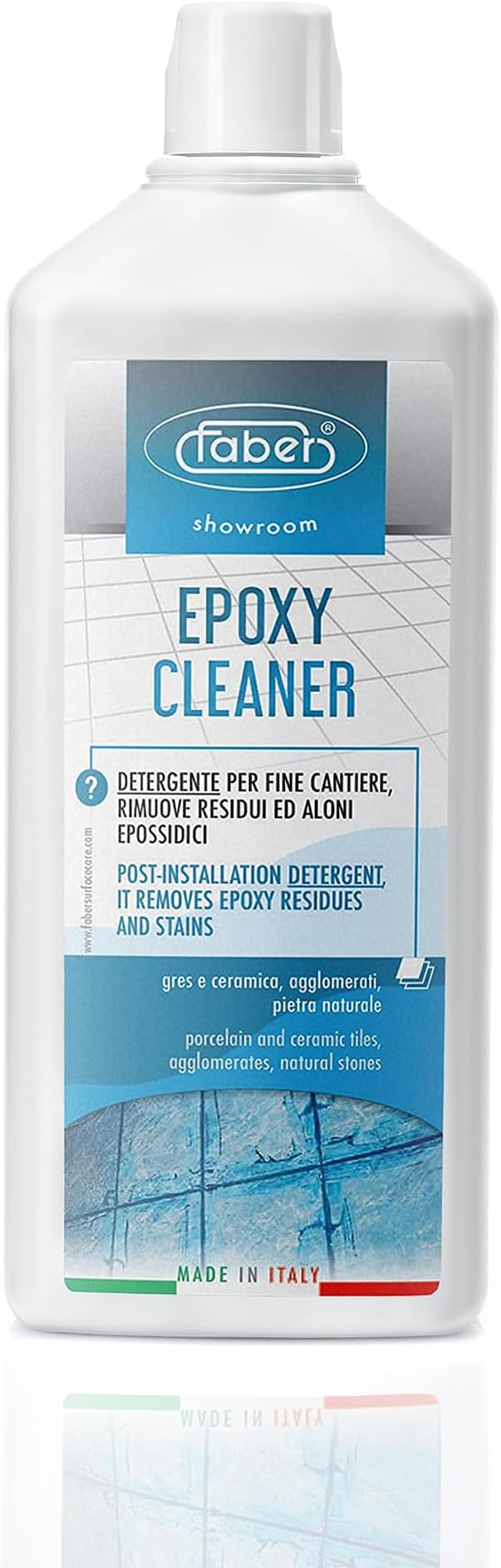 FABER Epoxy Remover – Epoxy Resin Haze Remover and Post Construction Cement Grout Cleaner to Renew Refresh &amp Restore Natural Shine of Porcelain Ceramic Tile Floor - Heavy Duty Alkaline Compound