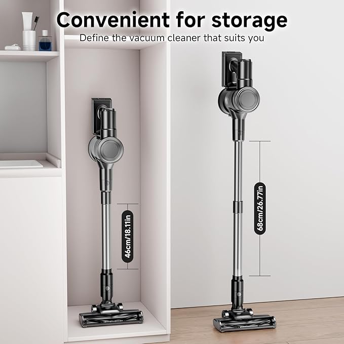 KIKETECH Cordless Vacuum Cleaner Stick Vacuum Cleaners for Home Lightweight Vacuum for Pet Hair/Carpet/Floor (Black)