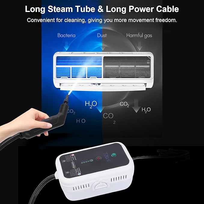 Generic Steam Cleaner Portable High Temperature Handheld Steam Cleaner with Brush Kit for Kitchen Hood Grill Furniture Bathroom Car (white)