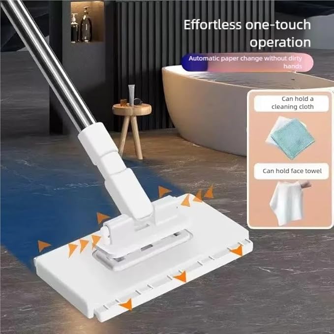 Quick-Change Microfiber Mop Stick with 10 Reusable Pads - 40 Lightweight Telescopic Handle Easy One-Touch Clip Washable Pads for Floor &amp Household Surface Cleaning
