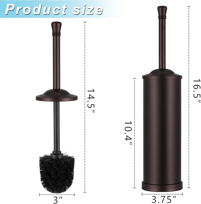 Bronze Toilet Brush and Holder Set304 Stainless Steel Toilet Bowl Brush and Holder for BathroomHeavy Duty Toilet BrushDurable Scrubbing BristlesSplash ResistantLong Handle