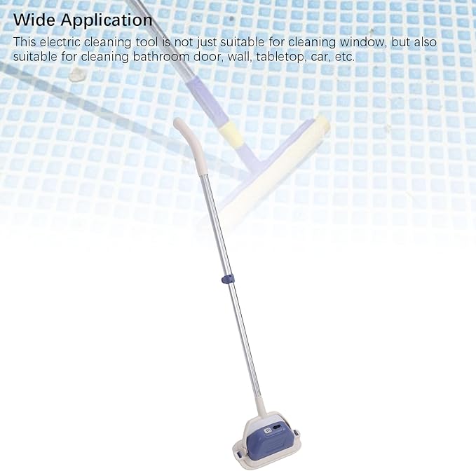 Hyuduo Electric Window Cleaner Wiper Scrubber with 11500 RPM Motor Telescopic Pole &amp Removable Head for Glass Tile Marble Car Wall