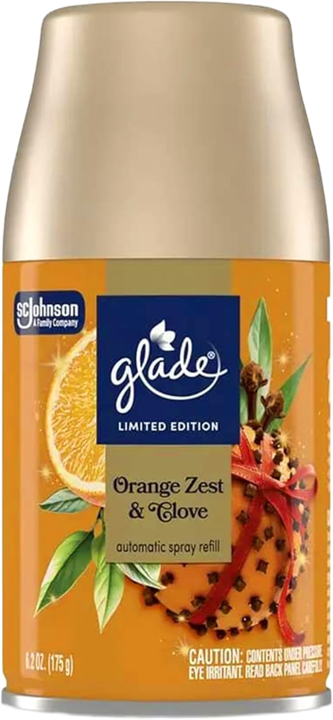 Glade Automatic Spray Refill 6 Pack Orange Zest &amp Clove Scent Home Fragrance Refill Can 6.2 oz