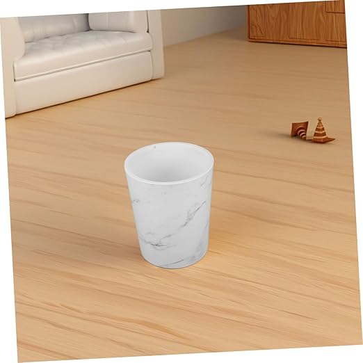 PRETYZOOM Marble Pattern Waste Basket Large Capacity Plastic Kitchen Trash Can for Bathroom Home